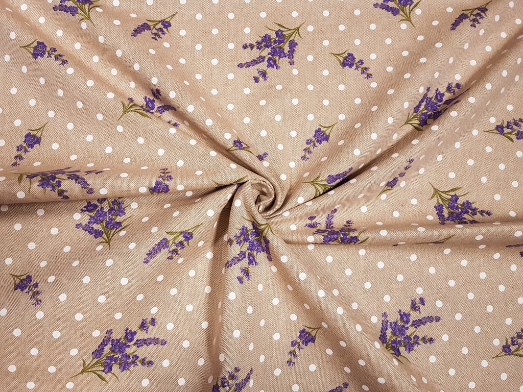 Dekoračná látka levandula na bodke 140 cm