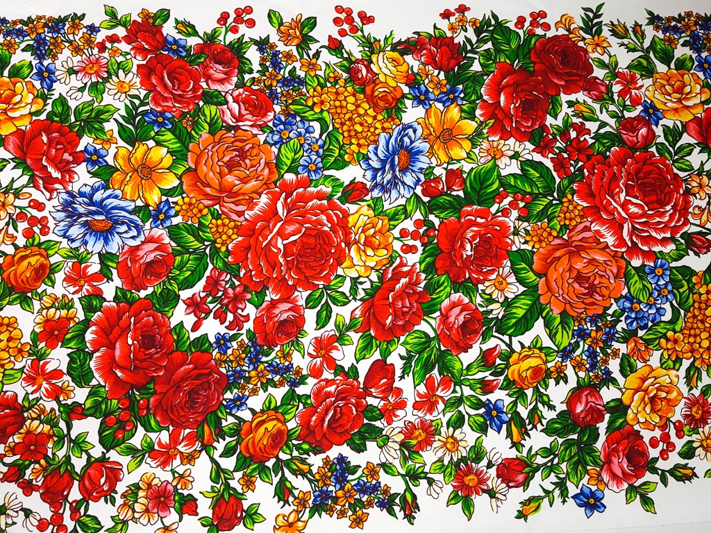 Bavlnená štóla folk kvety 50cm