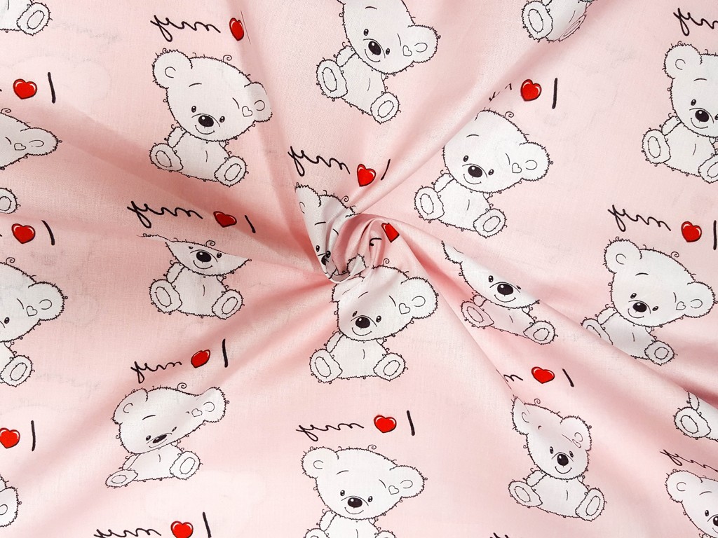 Bavlnená látka I love my bear 140 cm