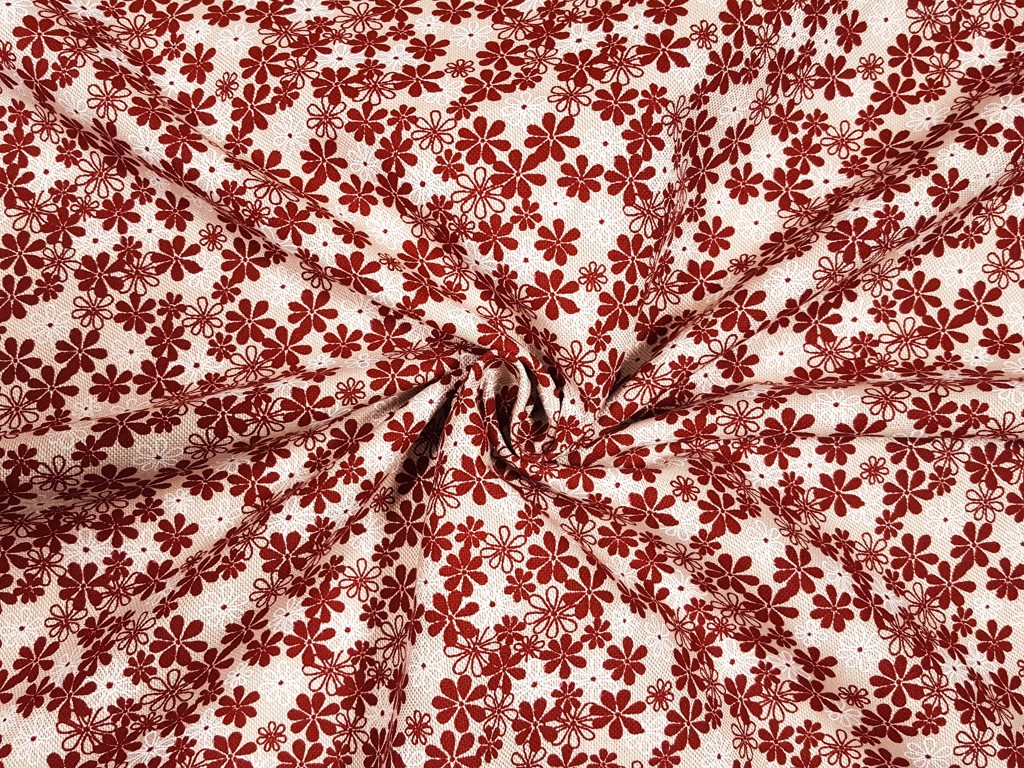 Dekoračná látka bordový kvietok 140 cm
