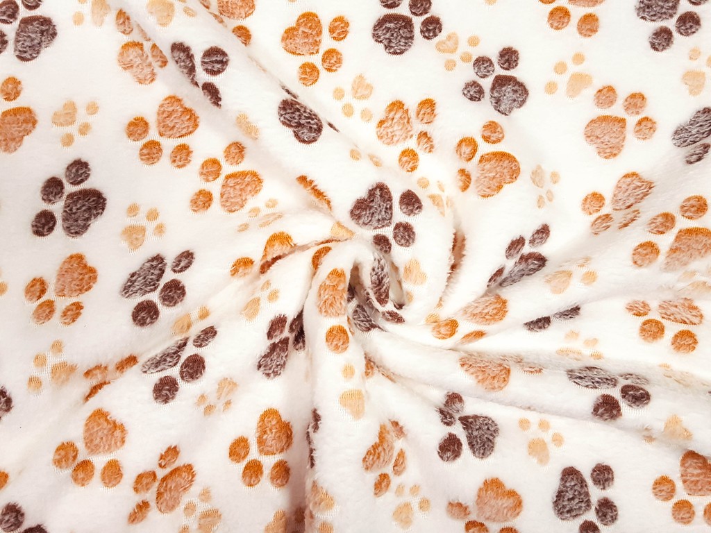 Flanel fleece trojfarebné labky 150 cm