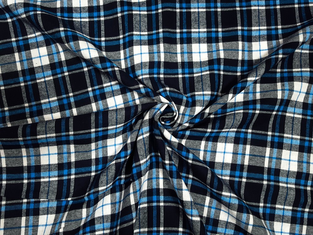 Flanel bielo - modré káro 150 cm