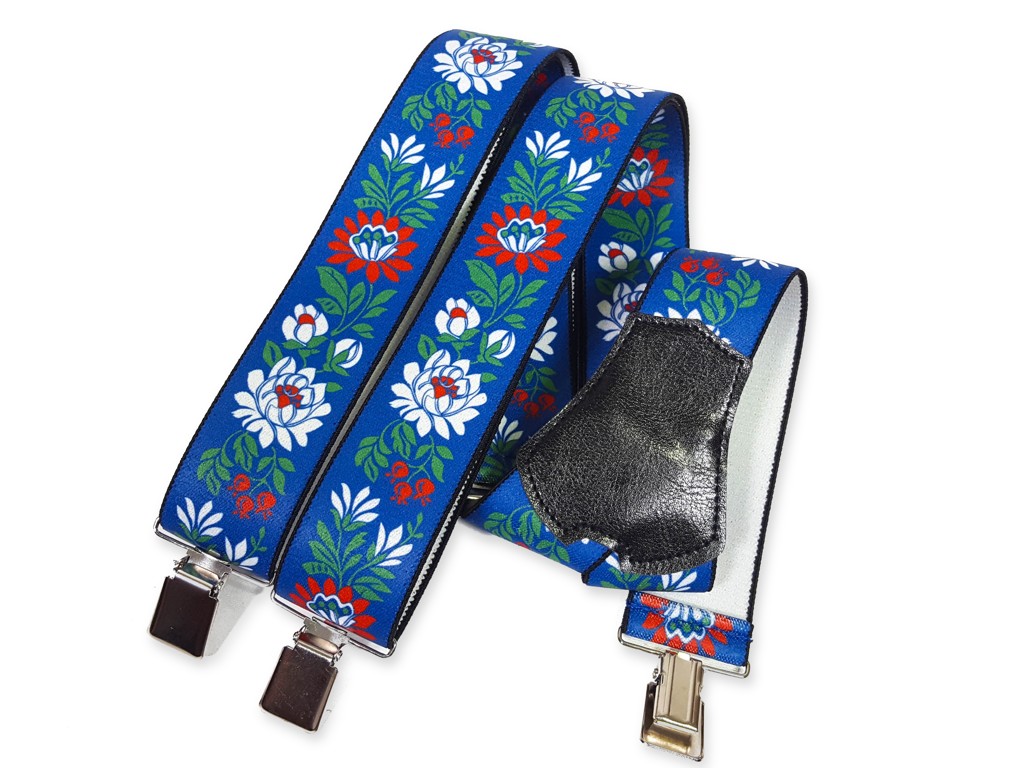 Traky folklórny vzor šírka 40 mm dĺžka 150 cm XXL
