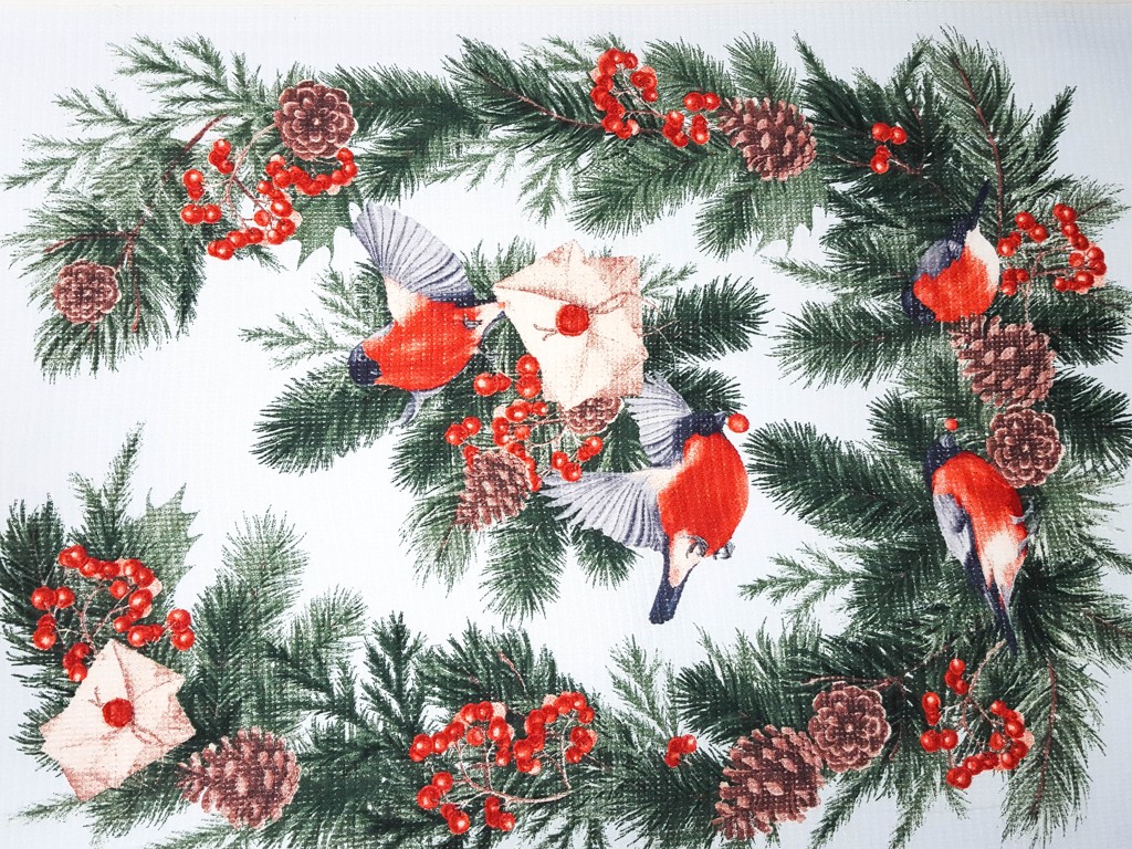 Bavlnené vaflové piké vtáčiky 50 cm