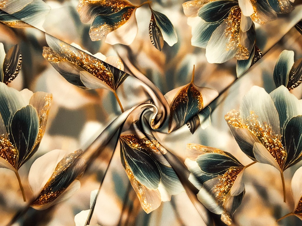 Polyesterová šatovka s tyrkysovým kvetom 150 cm