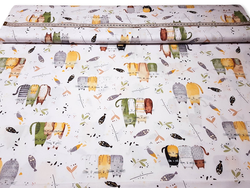 Bavlnená látka tri mačiatka 160 cm